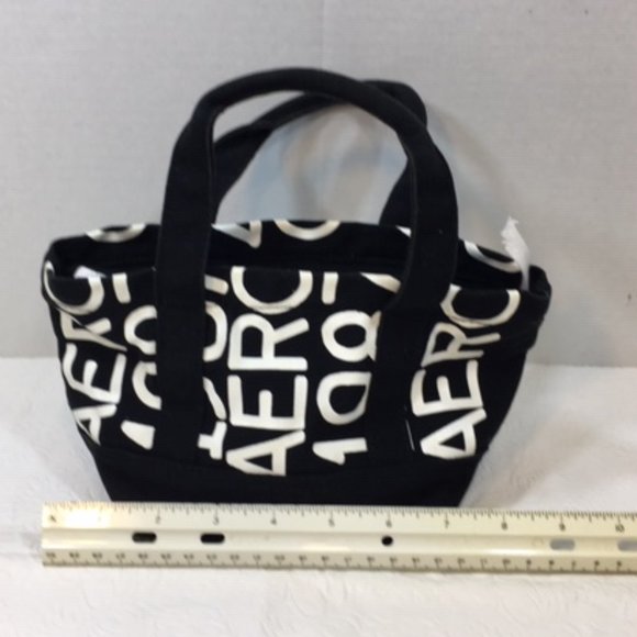 Aeropostale Printed Black & White Mini Cotton Tote Bag 8"x4"x5" - Picture 5 of 16